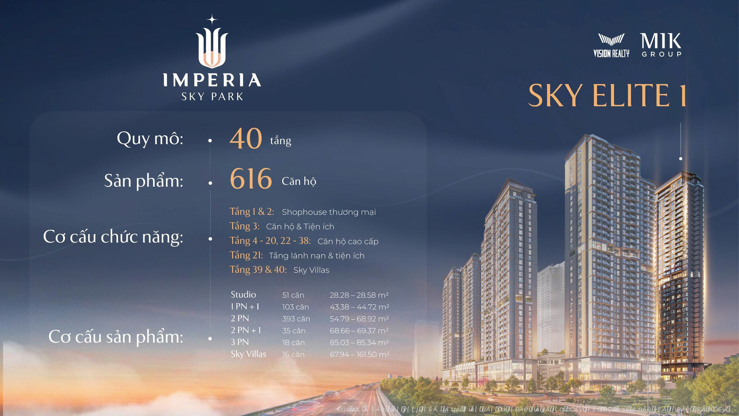 Thông tin chi tiết toà Sky Elite 1 E1 dự án Imperia SKy Park Nam An Khánh