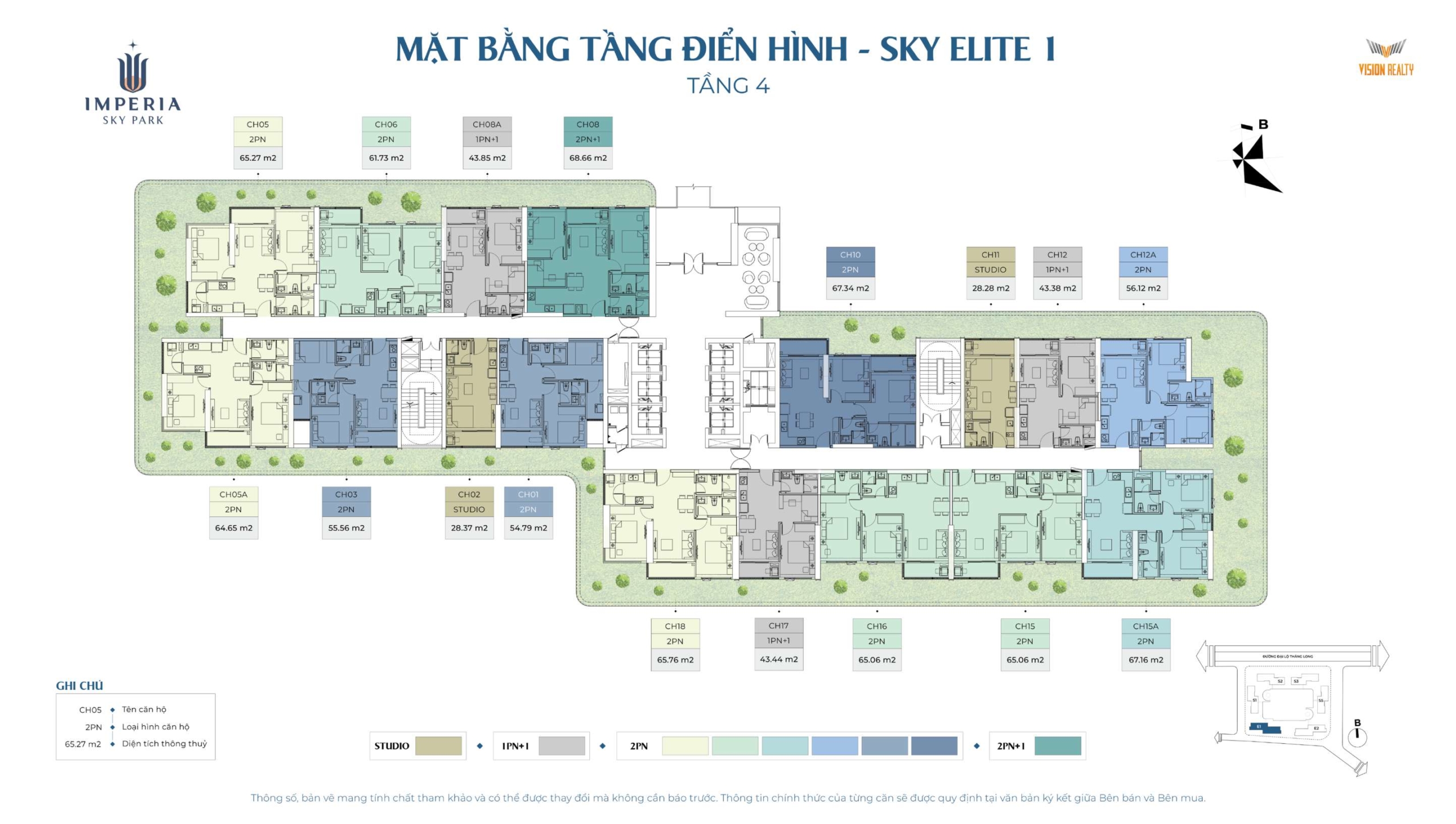 Tầng 4 toà Sky Elite 1 E1 Imperia Sky Park Nam An Khánh
